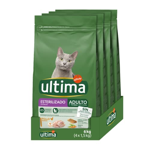 Ultima Sterilisiertes Huhn, Trockenfutter für Katzen, 4 x 1,5 kg, insgesamt 6 kg von Ultima