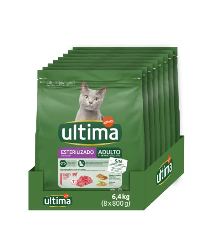 Ultima Sterilisiertes Katzenfutter mit Rind: Packung mit 8 x 800 g - Gesamt: 6,4 kg von Ultima