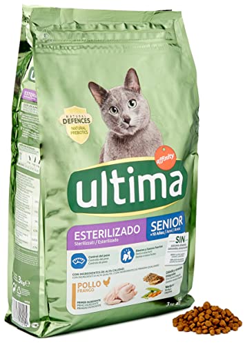 Ultima Sterilisiertes Senior Huhn, Trockenfutter für Katzen, 3 kg von Ultima