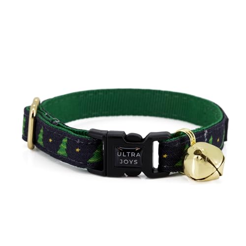 Ultra Joys Katzenhalsband mit Glöckchen - Breakaway für Katzen, Junge & Mädchen Katzenhalsbänder Kätzchenhalsband mit Glocke - Break Away Halsband für Katzen - Breakaway Katzenhalsband Weihnachtsbaum von Ultra Joys