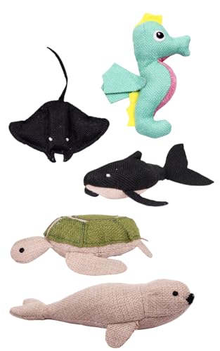 Ultra Natural Ocean Family – 5-teiliges Katzenminze-Spielzeug-Set (Orca, Mantarochen, Meeresschildkröte, Seepferdchen, Seepferdchen, Seehund) von Ultra Pet
