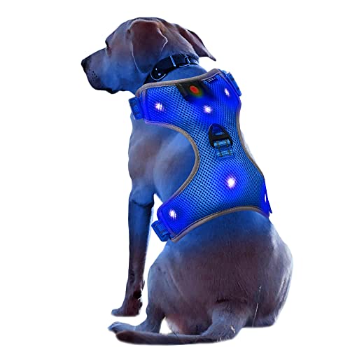 Groß Blau Wiederaufladbare USB LED Hundegeschirr Beleuchtetes Hundegeschirr Leuchtend Aufladbar Licht Hunde Weste LED Hund Geschirr LED Hundegeschirr Sicherheitsgeschirr Hund LED Hunde Zubehör von UltraByEasyPeasyStore
