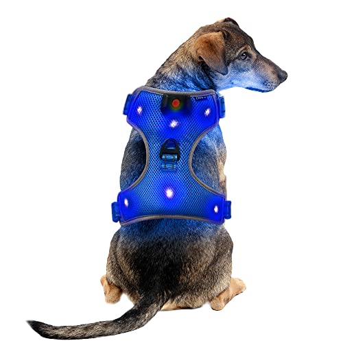 Mittel Blau Wiederaufladbare USB LED Hundegeschirr Beleuchtetes Hundegeschirr Leuchtend Aufladbar Licht Hunde Weste LED Hund Geschirr LED Hundegeschirr Sicherheitsgeschirr Hund LED Hunde Zubehör von UltraByEasyPeasyStore