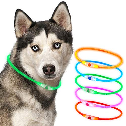 UltraByEasyPeasyStore Grün Wiederaufladbar LED Leuchthalsband Hundehalsband Blinken Sicherheitshalsband Einstellbare Superhelle Leuchtende Nachtzeit Haustier Sicherheit von UltraByEasyPeasyStore