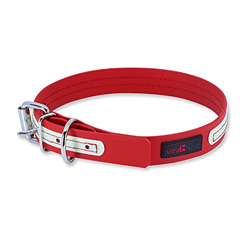 Ultrahund Dog Collar Play Glow Buckle Stylish Durable Waterproof Quick Release Fits Neck 12.5" to 15.5" Red von Ultrahund