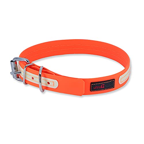 Ultrahund Dog Collar Play Glow Buckle Stylish Durable Waterproof Quick Release Fits Neck 8.5" to 11.5" Orange von Ultrahund