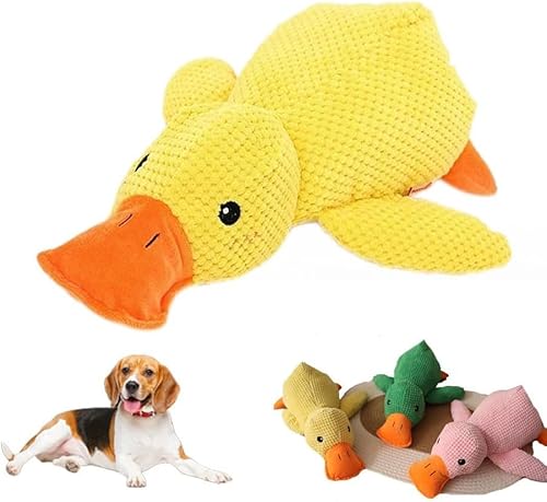Umikk Quack-Quack Duck Hundespielzeug,Gelb Anti Stress Ente für Hunde, Süße Spielzeugente Plüsch Antistressente für Hunde, Plüsch-Kauspielzeug Klingendes Plüsch-Hundespielzeug (Gelb (1 Stück)) von Umikk