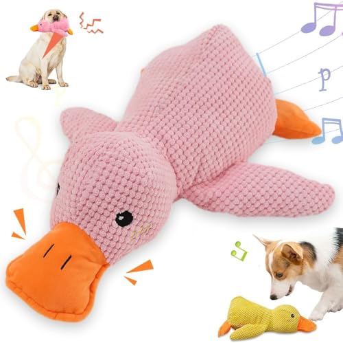 Umikk Quack-Quack Duck Hundespielzeug,Gelb Anti Stress Ente für Hunde, Süße Spielzeugente Plüsch Antistressente für Hunde, Plüsch-Kauspielzeug Klingendes Plüsch-Hundespielzeug (Rosa (1 Stück)) von Umikk