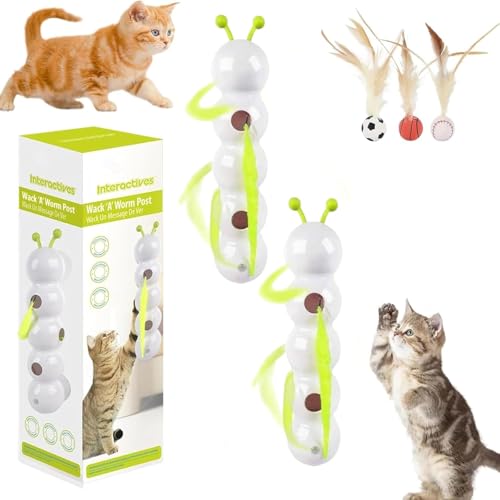 Umikk Wusel Wurm, Wuselwurm Katze Smart Motion Katzenspielzeug Mit Saugnapf Interaktiver Wurmreiz Mit Saugnapf, Smart Motion Haustierspielzeug mit Wurmdesign (2 Stück) von Umikk