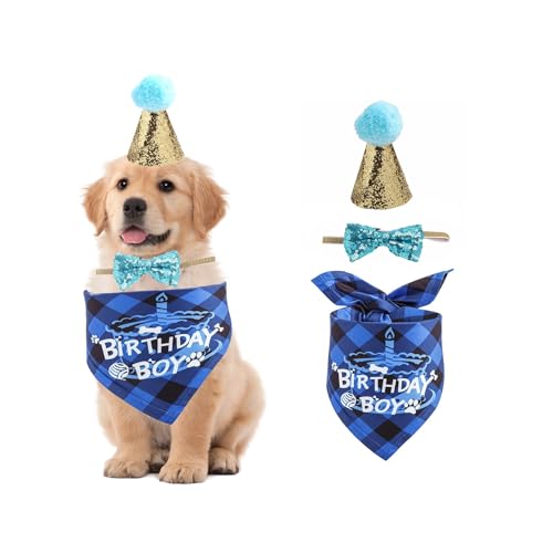 Hunde-Geburtstagstuch, Hunde-Geburtstagshut, Fliege, blau-rosa Hunde-Geburtstagsset für Jungen und Mädchen, Geburtstagstuch, Halsband, personalisierbares Hundehalstuch, Geburtstagshut, Bandana, Hunde-Geburtstagstuch, Hunde-Geburtstagshut, Fliege, blau-rosa Hunde-Geburtstagsset für Jungen und Mädchen, Geburtstagstuch, Halsband, personalisierbares Hundehalstuch, Geburtstagshut, Bandana, von Umimiss