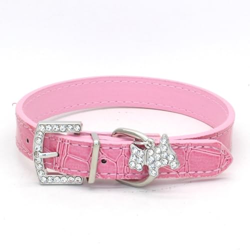 Umimiss Hundehalsband aus Leder, Rosa – Hundehalsband, Leder-Hundehalsband für kleine, mittelgroße und große Hunde, verstellbar, weiches Leder, gepolstert, Welpenhalsband, glänzende Strasssteine, Umimiss Hundehalsband aus Leder, Rosa – Hundehalsband, Leder-Hundehalsband für kleine, mittelgroße und große Hunde, verstellbar, weiches Leder, gepolstert, Welpenhalsband, glänzende Strasssteine, von Umimiss