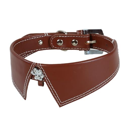 Umimiss Hundehalsband aus braunem Leder, Hundehalsband für kleine, mittelgroße und große Hunde, verstellbar, weiches Leder, gepolstert, Welpenhalsband, gerolltes Leder, Haustierhalsband, Umimiss Hundehalsband aus braunem Leder, Hundehalsband für kleine, mittelgroße und große Hunde, verstellbar, weiches Leder, gepolstert, Welpenhalsband, gerolltes Leder, Haustierhalsband, von Umimiss