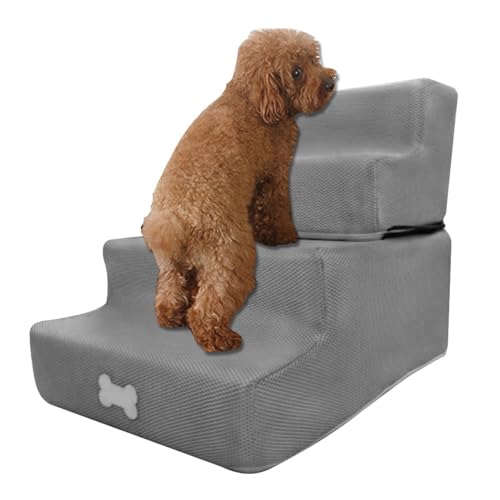 Umiocns Haustiertreppe, Treppe für Hunde, um auf das Bett zu steigen, Treppenstufen für Hunde, Haustierstufen, höhenverstellbare Haustierstufen, abnehmbare, vierlagige, abnehmbare, waschbare belüftete Umiocns Haustiertreppe, Treppe für Hunde, um auf das Bett zu steigen, Treppenstufen für Hunde, Haustierstufen, höhenverstellbare Haustierstufen, abnehmbare, vierlagige, abnehmbare, waschbare belüftete von Umiocns
