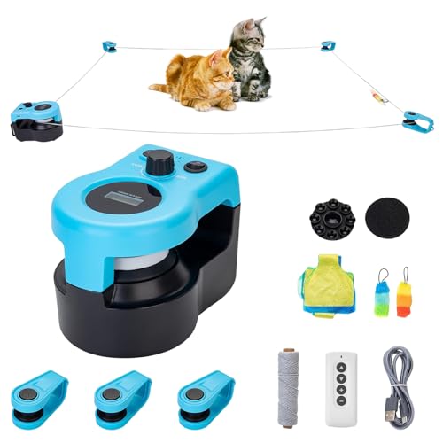 Umisu Elektrisch Interaktives Katzenspielzeug, 2 Modi Automatischer Spielzeug Katzenlaufrad Beweglich USB Wiederaufladbar Katzen Teaser mit Fernbedienung für Katzen von Umisu