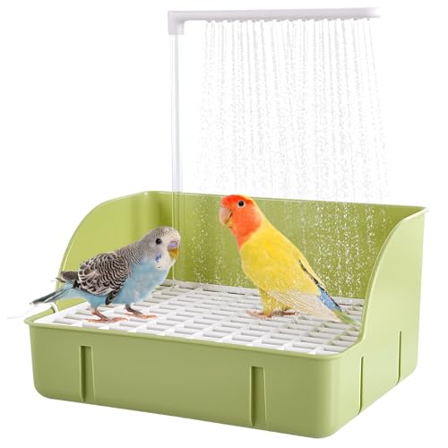 Umisu Vogel Badehaus Badewanne Automatisches Vogelbad mit Pumpe, Vogeltränke Bad Vogel Dusche Zubehör für Sittiche Vögel Papagei (Grün, L) von Umisu