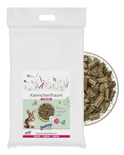 bunnyNature KaninchenTraum YOUNG 4 kg | Alleinfuttermittel für Kaninchen bis zum 6. Lebensmonat | Biodivers & abgestimmter Calciumgehalt | Frei von Zusatzstoffen | Unbegrenzt fütterbar von Bunny