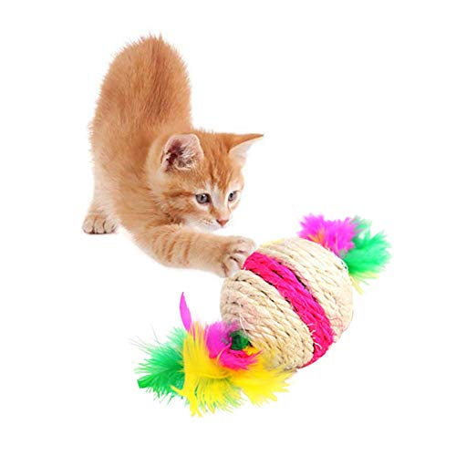Générique Pet Cat Kätzchen Spielzeug Rollend Sisal Kratzball Feder Dekor Spielzeug Spielzeug Geschenk Farbe Zufällig kostengünstig und langlebig Générique Pet Cat Kätzchen Spielzeug Rollend Sisal Kratzball Feder Dekor Spielzeug Spielzeug Geschenk Farbe Zufällig kostengünstig und langlebig von Unbekannt