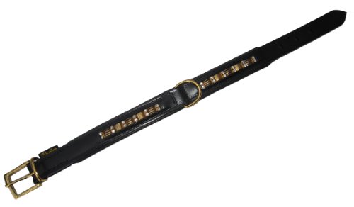 Heim 3418508 Lederhalsband "Royal" mit Gold-Kristallkette, 50 cm lang, 25 mm breit, schwarz von Unbekannt