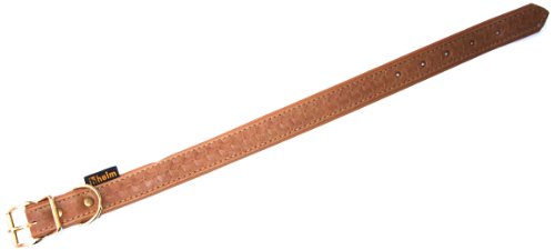Heim 376830799M Lederhalsband "Tredi" mit modernen aufgeprägten Narben, 20 mm breit, 30 cm lang, cognac mit gleichfarbiger Unterfütterung von Unbekannt