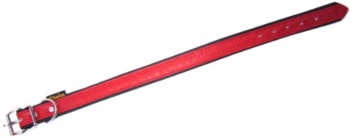 Heim 3768352 Lederhalsband "Tredi" mit modernen aufgeprägten Narben, 20 mm breit, 35 cm lang, marlboro-rot mit schwarzer Unterfütterung von Unbekannt