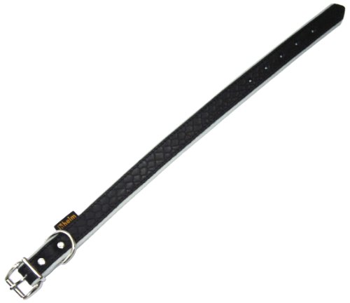 Heim 3768409 Lederhalsband "Anaconda"mit modernen aufgeprägten Narben im Schlangen-Design, 20 mm breit, 40 cm lang, schwarz mit grauer Unterfütterung von Unbekannt
