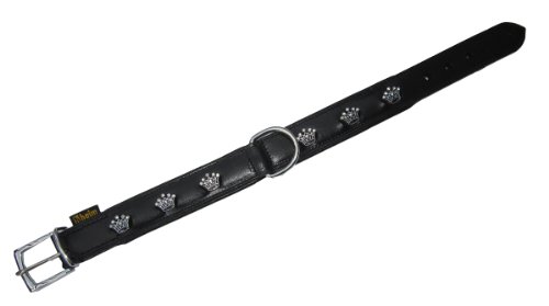 Heim 3776608 Lederhalsband "Krone", mit Zierbeschlägen, 60 cm lang, 35 mm breit, schwarz von Unbekannt