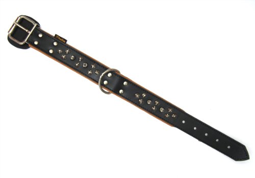 Heim 6037958 Halsband aus Leder mit Zierbeschlägen / naturfarbenen Boxleder, 40 mm breit, 50 cm lang, schwarz von Heim