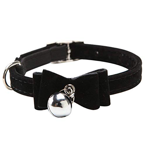 Katze Katze Halsband Kätzchen Schleife Sicherheitsfliege aus Samt Fliege mit Glöckchen schwarz 1 Stück praktisch und praktisch von Unbekannt