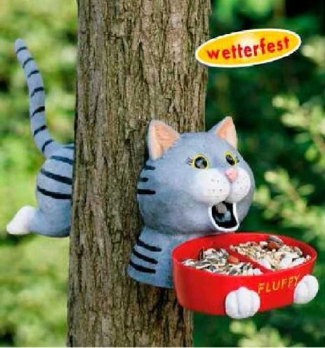 Lustige Vogelfutterstelle FLUFFY - die Katze, zur Befestigung am Baum. Futterstelle Vogeltränke Futterstation von Unbekannt