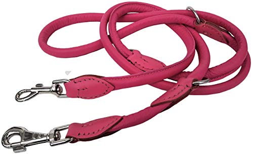 Luxus HUNDELEINE, Runde Leine, 220cm/10mm, Echt Leder + ROSA, 3xVerstellbar (7-12-1350) von Unbekannt