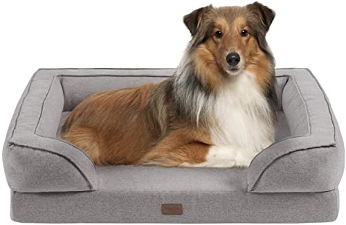 MARTHA STEWART Bella Orthopädisches Hunde-Lounge-Sofa, abnehmbarer Bezug, Rundumschutz, vierseitige Nackenrolle, 50,8 cm B x 63,5 cm L, Grau von Unbekannt