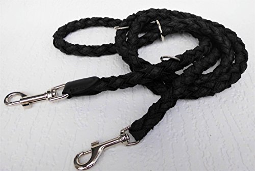 Runde HUNDELEINE geflochten, 200cm/16mm, 3xverstellbar Echt Leder+Neu *Schwarz* (1120) von Unbekannt