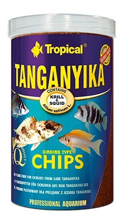 TANGANYIKA, sinkende Flocken / Chips, 1000 ml / 520 g, für große Buntbarsche aus dem Tanganjikasee, reich an Zutaten von Unbekannt