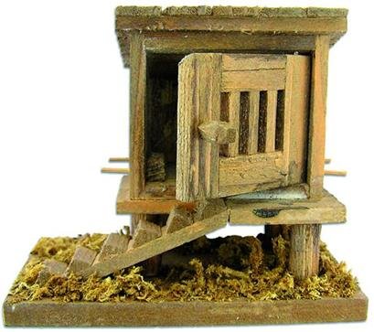 Unbekannt Miniatur Modell Zubehör Hühnerstall groß, Höhe 9,5cm / Länge 11cm von Unbekannt