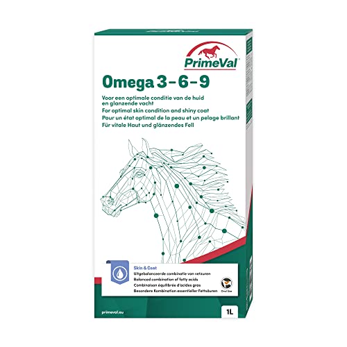 Unbekannt PrimeVal Omega 3-6-9 Horse - Essentielle Fettsäuren, Leinsamen, Kürbis - Haut- und Fellpflege, Reparatur von Verletzungen, Muskel- und Gelenkpflege - 1 Liter von Unbekannt