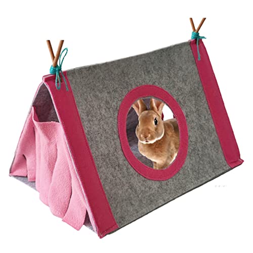 Versteckzelt für Hamster, Hamsterhaus mit kreisförmigem Fenster, tragbar und atmungsaktiv, Kaninchenversteckhaus, dreieckig, für Outdoor/Indoor, von Unbekannt