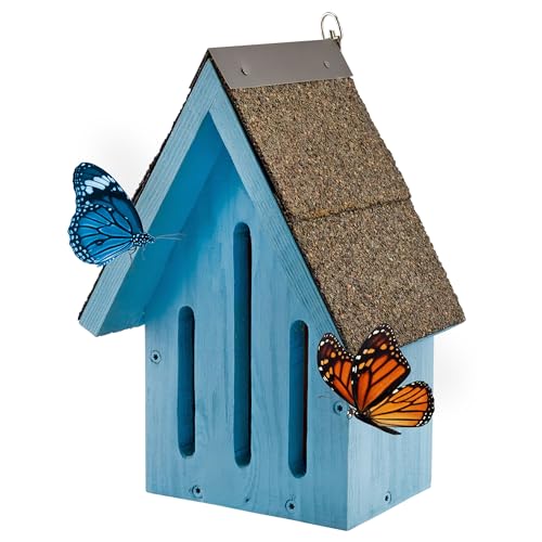 Uncle Dunkels Blaues Holz Schmetterlingshaus, handgefertigter Insekten Lebensraum und ideales Bestäuberhaus für Gartendekoration, hergestellt in Kentucky Uncle Dunkels Blaues Holz Schmetterlingshaus, handgefertigter Insekten Lebensraum und ideales Bestäuberhaus für Gartendekoration, hergestellt in Kentucky von Uncle Dunkels