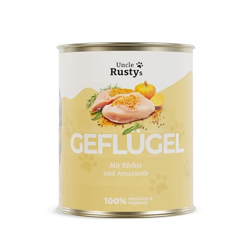 Uncle Rusty's | Premium Hundefutter nass | Geflügel mit Kürbis und Amaranth | 12er Pack (12 x 400g) von Uncle Rusty's