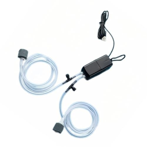 UncleS Stilvoller Doppel Port USB Aquariumluftpumpen Energieeffizient Für Süßwassertanks Mit USB Netzteil Hausgebrauch Aquariumluftpumpen von UncleS