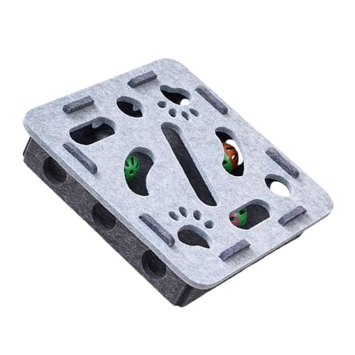 UncleS Interaktives Katzen-Puzzle-Box-Spielzeug mit Löchern und Glocken für geistige Stimulation, Indoor-Spiel, Filzstoff-Design, Katzen, geistige Stimulationsspielzeug UncleS Interaktives Katzen-Puzzle-Box-Spielzeug mit Löchern und Glocken für geistige Stimulation, Indoor-Spiel, Filzstoff-Design, Katzen, geistige Stimulationsspielzeug von UncleS