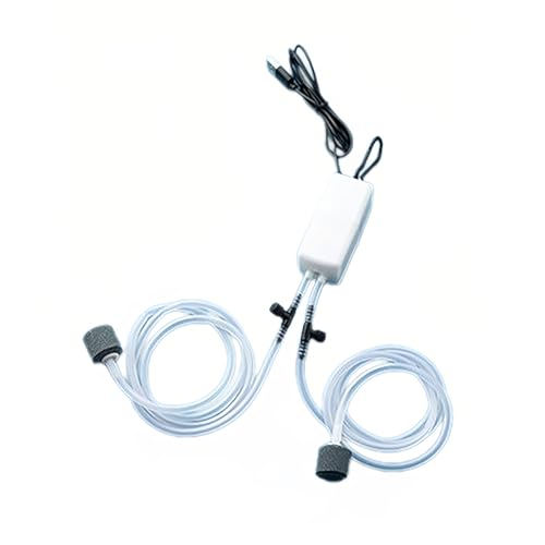 UncleS Stilvoller Doppel Port USB Aquariumluftpumpen Energieeffizient Für Süßwassertanks Mit USB Netzteil Hausgebrauch Aquariumluftpumpen von UncleS