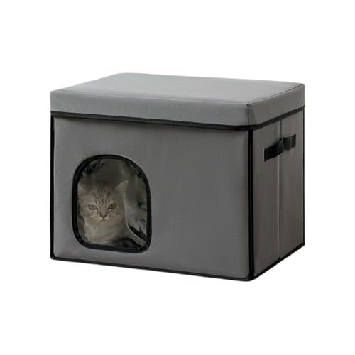 Cooling Cat House, Foldable Pet Enclosure, Cold-Insulated Sleeping Shelter, Air-Conditioned Interior, Balcony, Bedroom, Apartment, Patio, Travel, or Indoor Use, 62x35x35cm Gray von Ungtyb
