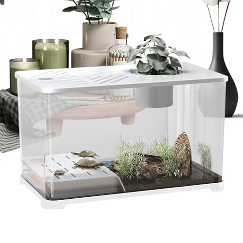 Fish Tank, Large Desktop Aquarium Kit Turtle Resting Platforms, Modern Clear Container Aquatic Planting Area, Compact Home Decor for Betta Shrimp Fish Tank Accessories, 39.5x22.5x21.5cm White Black Fish Tank, Large Desktop Aquarium Kit Turtle Resting Platforms, Modern Clear Container Aquatic Planting Area, Compact Home Decor for Betta Shrimp Fish Tank Accessories, 39.5x22.5x21.5cm White Black von Ungtyb