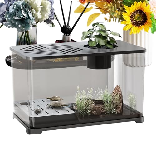 Fish Tank, Large Desktop Aquarium Kit Turtle Resting Platforms, Modern Clear Container Aquatic Planting Area, Compact Home Decor for Betta Shrimp Fish Tank Accessories, 39.5x22.5x21.5cm White Black Fish Tank, Large Desktop Aquarium Kit Turtle Resting Platforms, Modern Clear Container Aquatic Planting Area, Compact Home Decor for Betta Shrimp Fish Tank Accessories, 39.5x22.5x21.5cm White Black von Ungtyb