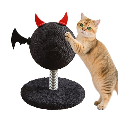 Katzenkratzer -Spielzeug - Saugnapfspielzeug mit Rolling Ball für Kätzchen | Interaktives Spiel Accessoire mit Klauenschleife, Innenunterhaltung für Wohnzimmerbalkon, 30x25x25 cm Schwarz von Ungtyb