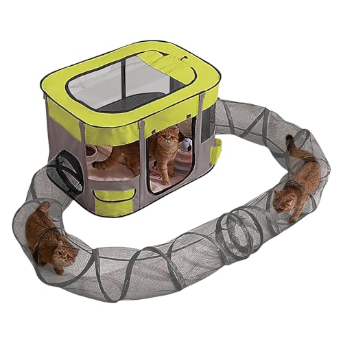 Ungtyb Umzäunter Tunnel für Katzen im Freien, Tunnel für Haustiere mit – einfache Montage Spielzeug gegen Langeweile für Innen- und Außenbereich Garten Balkon von Ungtyb