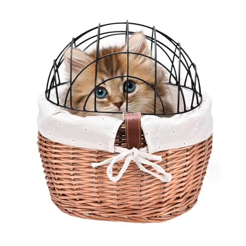 Ungtyb Willow Basket - Willow Front Woven Basket with Wire Mesh Cover - Detachable Multi-purpose Dog Carrier Front Woven Basket Dog Seat for Ungtyb Willow Basket - Willow Front Woven Basket with Wire Mesh Cover - Detachable Multi-purpose Dog Carrier Front Woven Basket Dog Seat for von Ungtyb