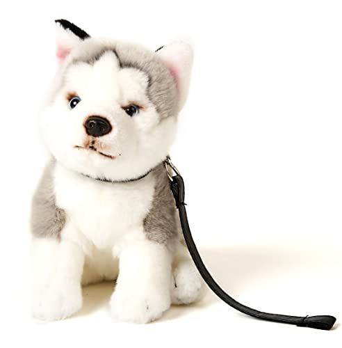 Uni-Toys - Husky grau, sitzend (mit Leine) - 24 cm (Höhe) - Plüsch-Hund - Plüschtier, Kuscheltier von Uni-Toys