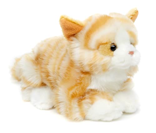 Uni-Toys - Katze mit Stimme (braun-weiß), liegend - 20 cm (Länge) - Plüsch-Kätzchen - Plüschtier, Kuscheltier von Uni-Toys
