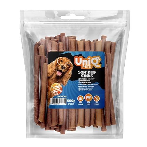 UNIQ Hundeleckerli 500g weich glutenfrei hohe Fleischanteil Rind Kaustangen Hundesnack Leckerli kleine große Hunde Kausnack Training Belohnung von UniQ PETS